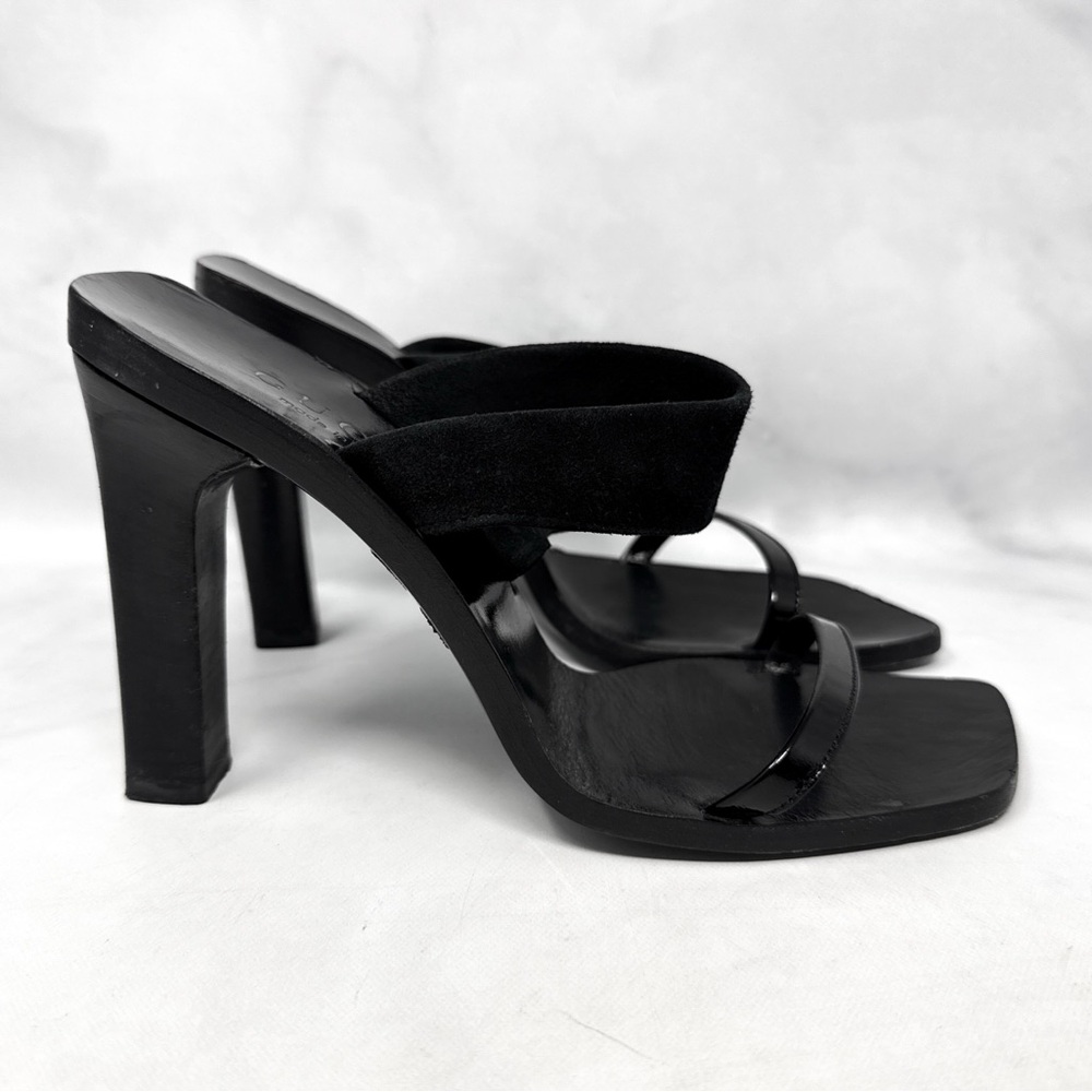 Gucci Black Suede & Patent Leather Heeled Sandals - Picture 2 of 13